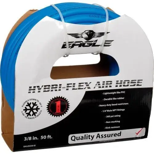 Eagle Ea-3/8X50-B Hybri-Flex 3/8-Inch X 50-Foot Lightweight Air Hose 1