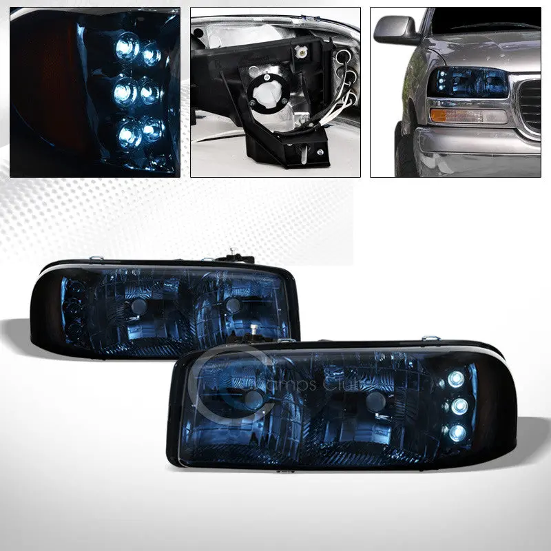 Factory-Style Blue-Tint Led Headlights With Amber Drls And Corner Signals For 1999–2007 Gmc Sierra And Yukon 1