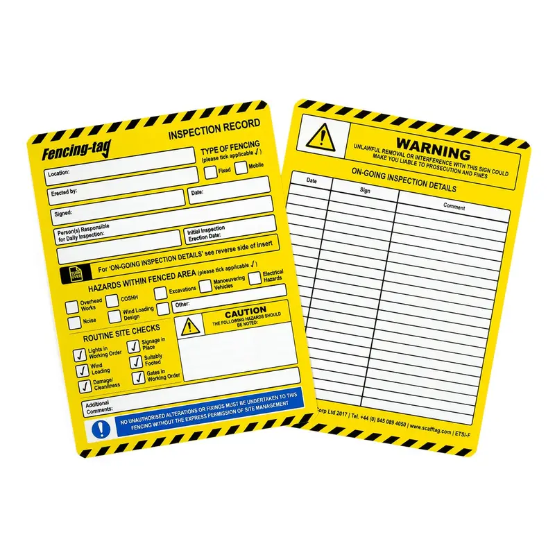 Fence Safety Tag Insert Pack – 10 Units 1