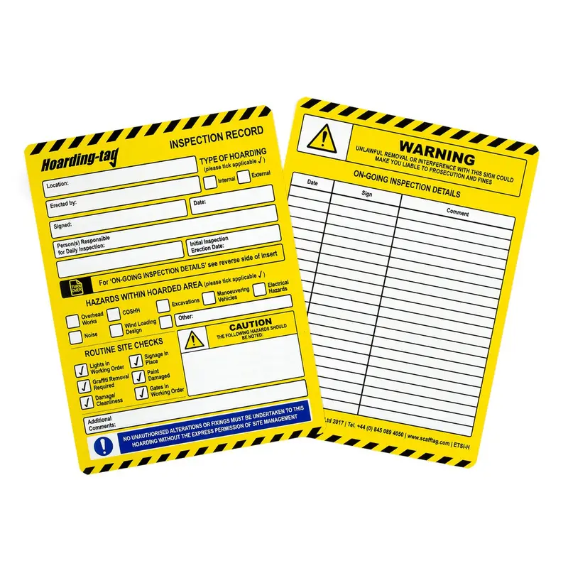 Hoarding Safety Tag Insert Bundle – 10 Pieces 1