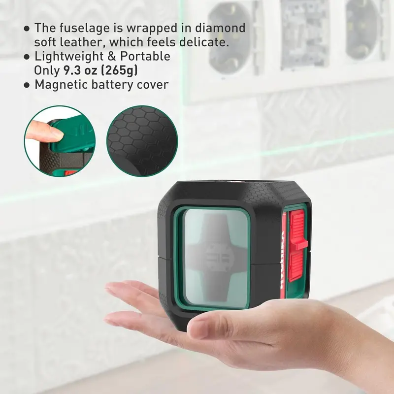 Hychika Green Cross-Line Laser Level – Self-Leveling 50Ft Range With Accurate Alignment Tool 1