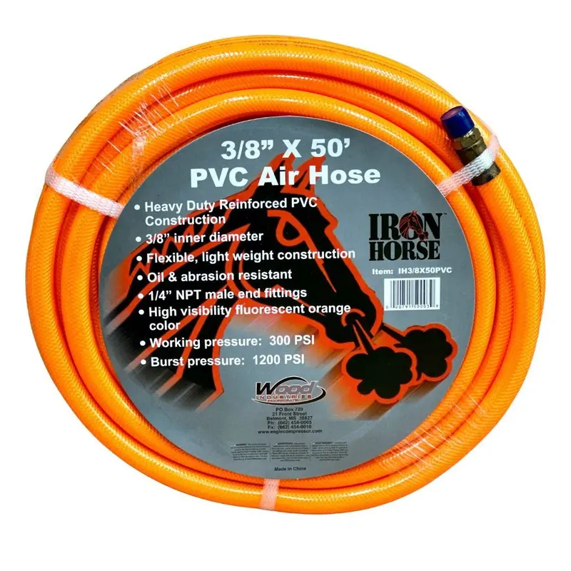 Iron Horse 3/8-Inch X 50-Foot Orange Pvc Air Hose (Ih-3/8X50Pvc) 1