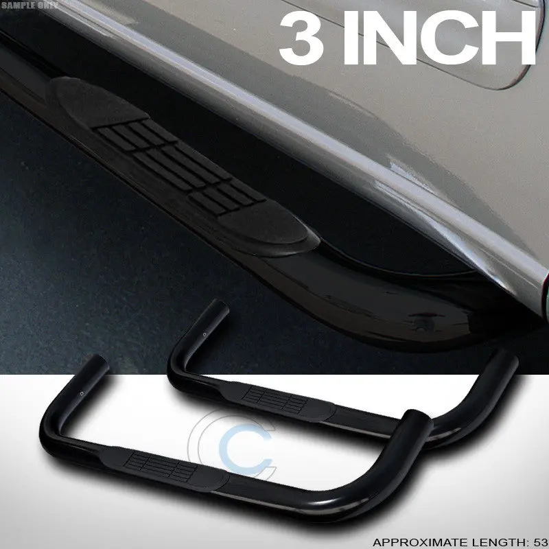 Jr 3-Inch Black Steel Side Step Nerf Bars For 1994–2002 Dodge Ram Regular Cab 1