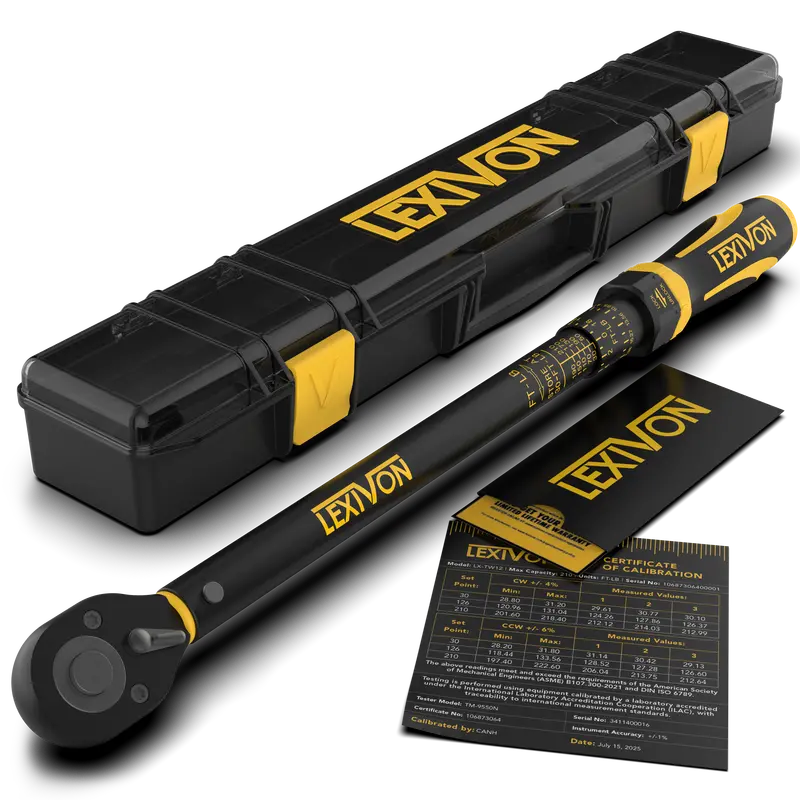 Lexivon 1/2-Inch Drive Torque Wrench — 30–210 Ft-Lb Dual-Scale, Comfort-Grip Design & Hybrid Protective Case (Lx-Tw12) 1