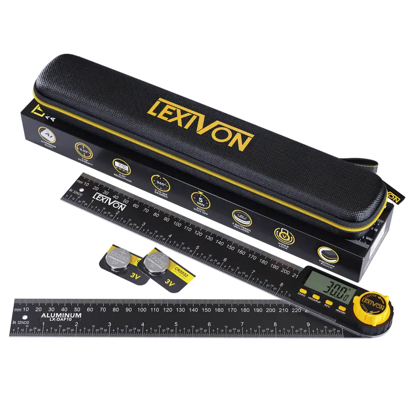 Lexivon 10-Inch Aluminum Digital Angle Gauge — 250Mm Multi-Use Protractor, Large Display & Rugged Carry Pouch (Lx-Daf10) 1