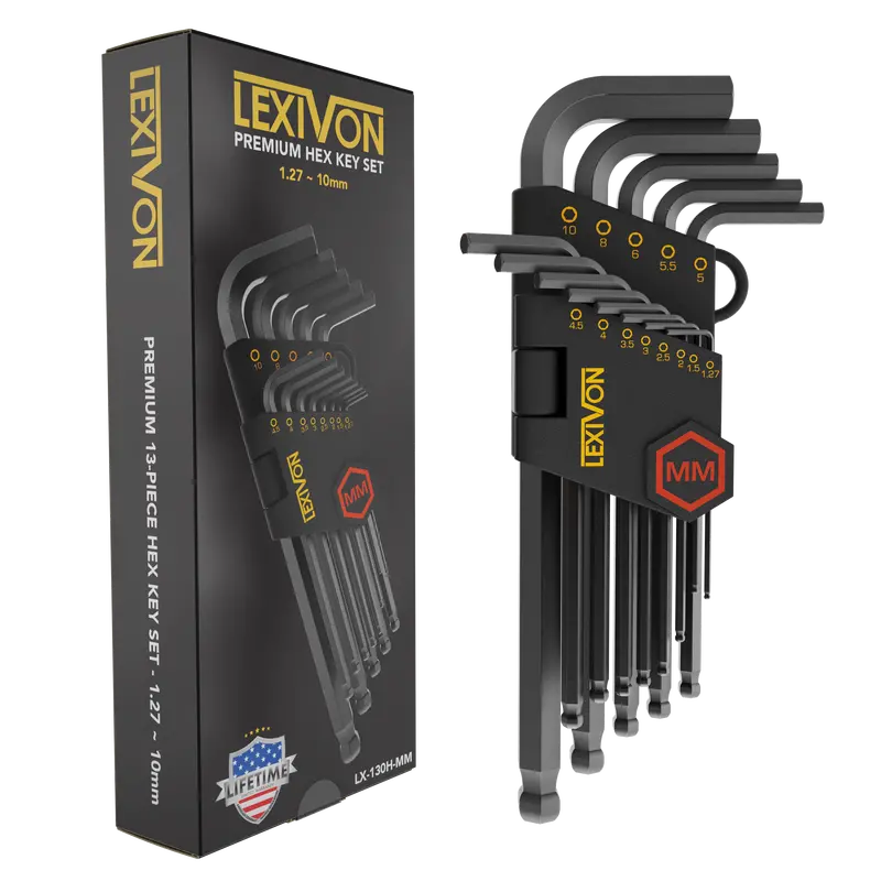Lexivon 13-Piece Metric Allen Wrench Set — L-Shape Ball-End Hex Keys, High-Strength S2 Alloy Steel (Lx-130H-Mm) 1