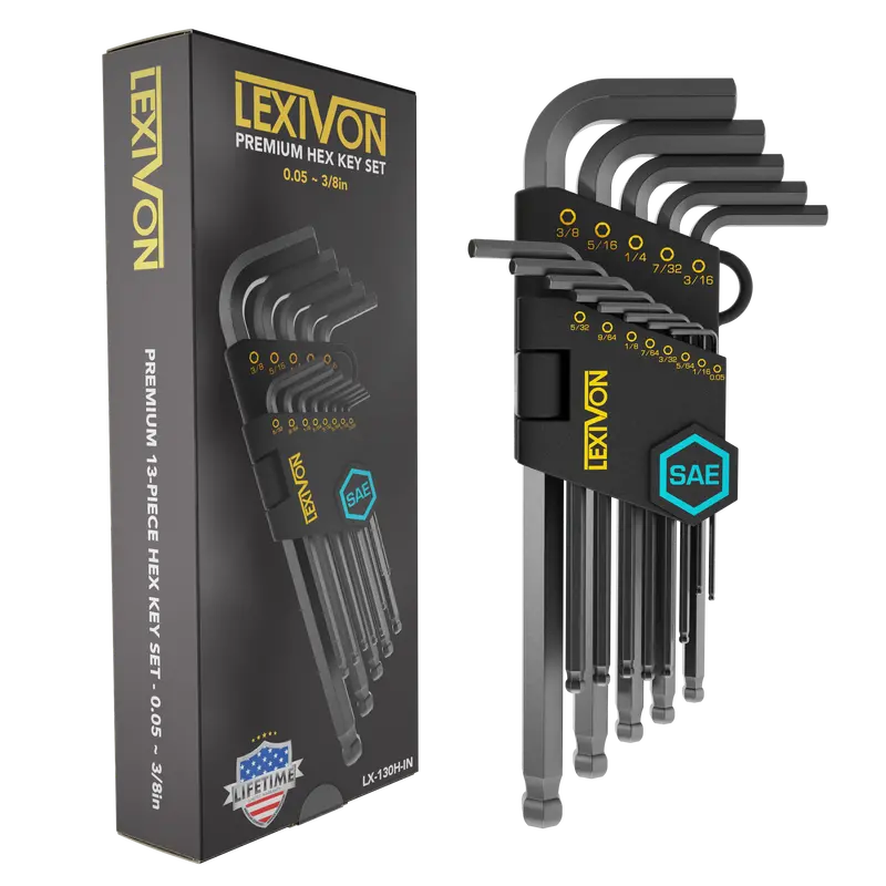 Lexivon 13-Piece Sae Allen Wrench Set — L-Shape Ball-End Hex Keys, Industrial S2 Alloy Material (Lx-130H-In) 1