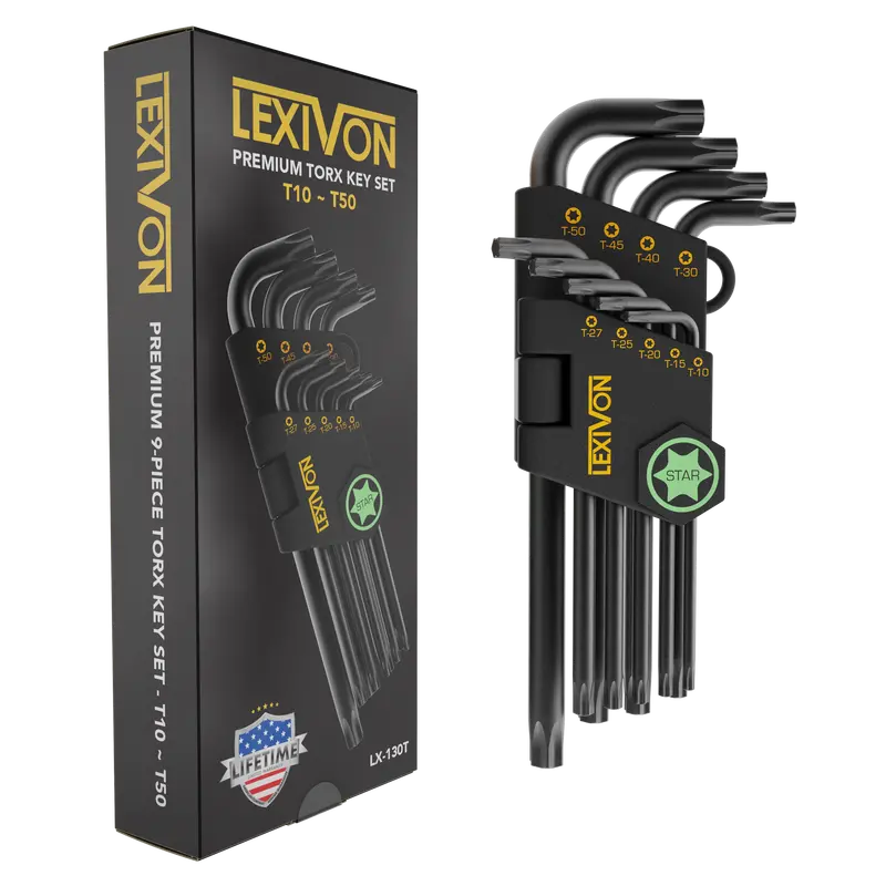 Lexivon 9-Piece Torx Star Key Set — L-Shape Long-Arm Design, T10 To T50, Premium S2 Alloy Construction (Lx-130T) 1