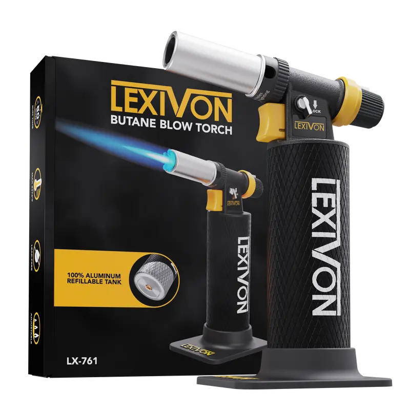 Lexivon Heavy-Duty Refillable Butane Blow Torch — Adjustable Flame, Aluminum Tank, Ideal For Soldering & Culinary Use (Lx-761) 1