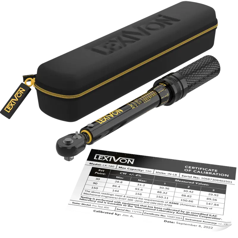 Lexivon Micro-Adjustable Inch-Pound Torque Wrench — 1/4-Inch Drive, 10–150 In-Lb Dual-Direction Click, Precision Calibration & Zippered Case (Lx-180) 1