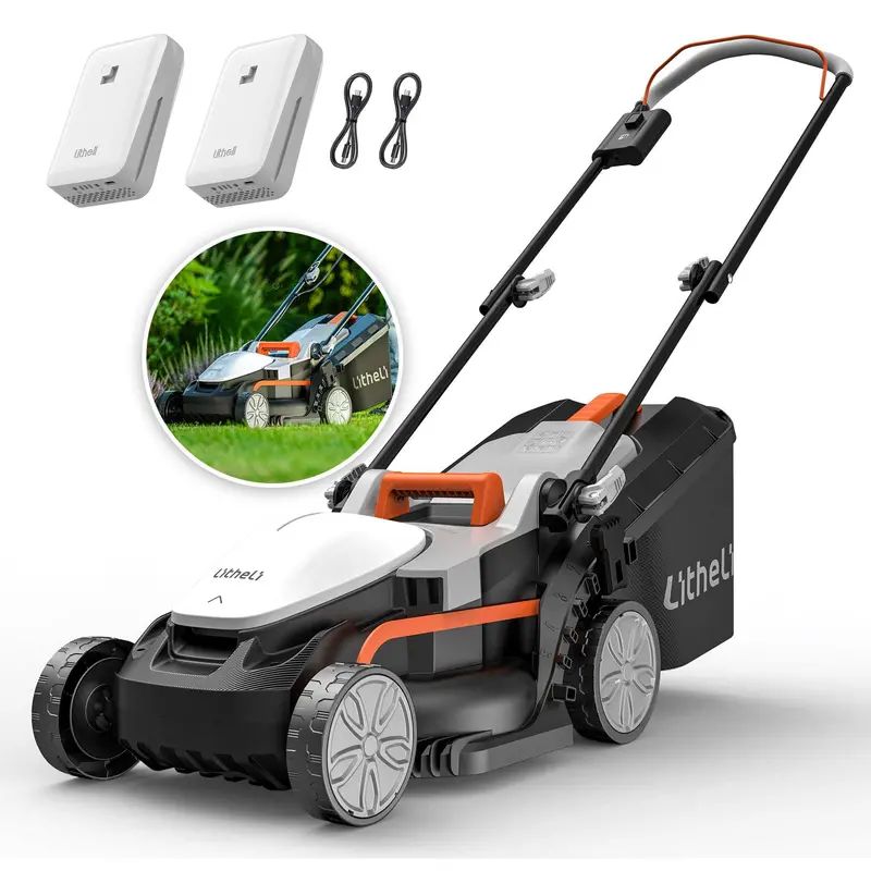 Litheli 13-Inch 20V Cordless Lawn Mower – Lightweight, 5-Position Height Control, Dual 2.0Ah Batteries 1