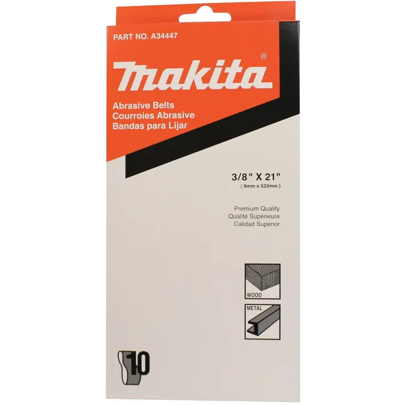 Makita A-34447 3/8-Inch X 21-Inch Abrasive Belt — 40-Grit, 10-Pack 1