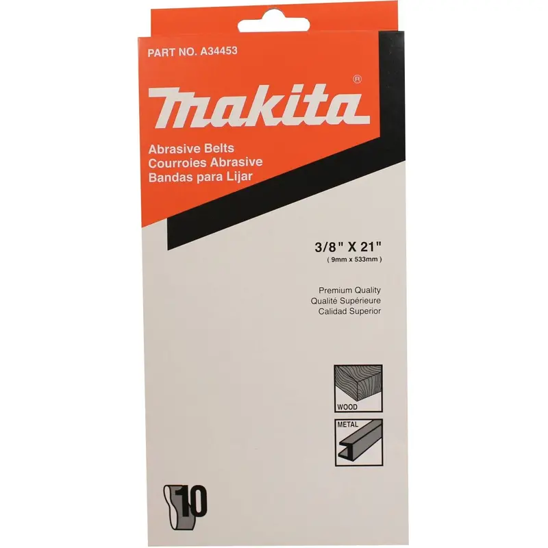 Makita A-34453 3/8-Inch X 21-Inch Abrasive Belt — 60-Grit, 10-Pack 1
