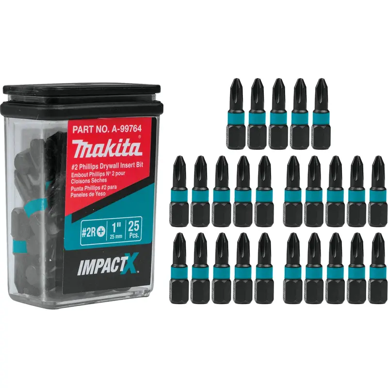 Makita A-99764 Impactx #2 Phillips Drywall Insert Bit — 1-Inch Length, 25-Pack 1