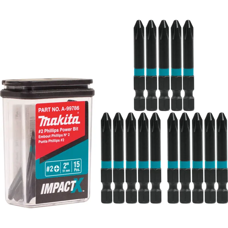 Makita A-99786 Impactx #2 Phillips Power Bit — 2-Inch Length, 15-Pack 1
