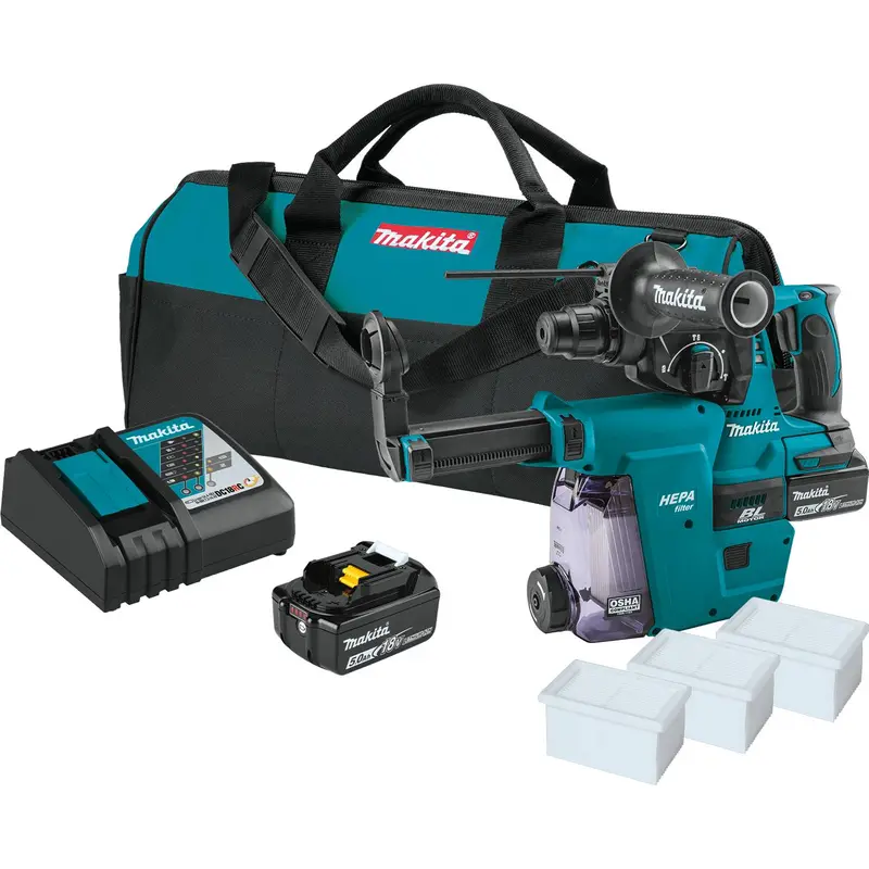 Makita Xrh011Twx 18V Lxt Brushless 1-Inch Sds-Plus Rotary Hammer Kit With Hepa Dust Extractor (5.0Ah) 1