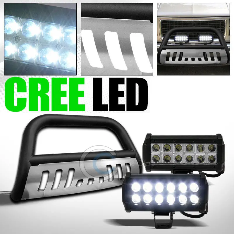 Matte Black Bull Bar Guard With Skid Plate And 36W Cree Led Fog Lights For 1988–2002 Chevy Gmc C10 & C/K Trucks 1