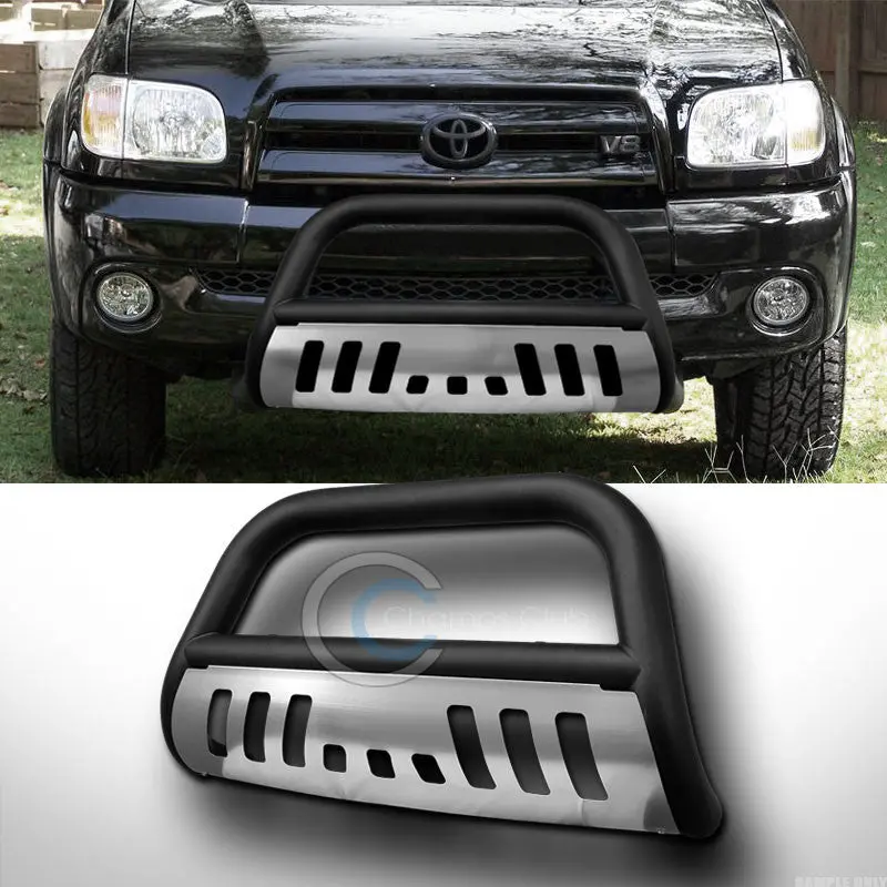 Matte Black Heavy-Duty Bull Bar Grille Guard With Stainless Steel Skid Plate For 1999–2006 Toyota Tundra & 2001–2007 Sequoia 1