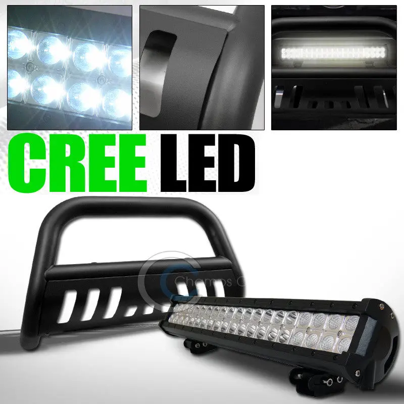 Matte Black Steel Bull Bar Push Guard With 120W Cree Led Fog Lights For 2007–2014 Toyota Fj Cruiser 1