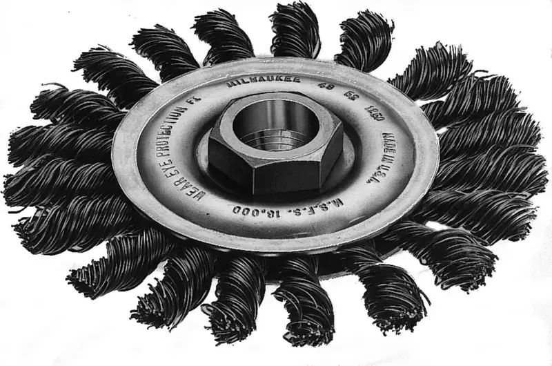 Milwaukee Carbon Steel Full Cable Twist Knot Wheel — 4" Diameter, Heavy-Duty Surface Prep 1