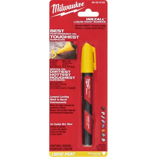 Milwaukee Inkzall Yellow Liquid Paint Marker For Marking Surfaces 1