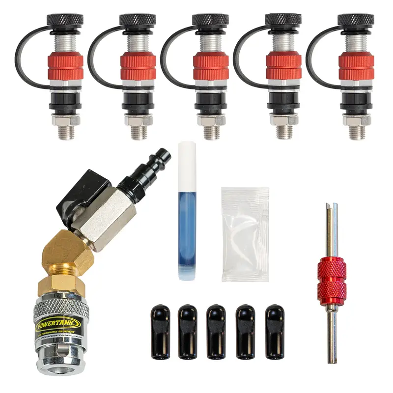 Monster Valve Flat2 – 5-Pack For Dual-Valve-Stem Wheels With Installation Tools 1