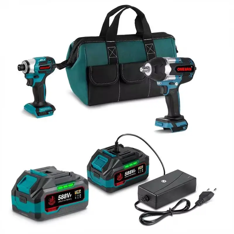 Onevan 2-Piece Cordless Kit: 1/2" Impact Wrench & 1/4" Screwdriver — 3.0Ah Battery 1