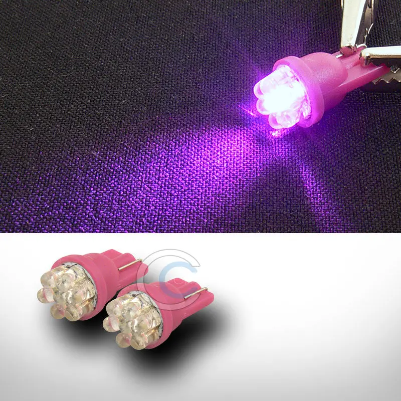 Pack Of 2 Pink T10 Wedge Led Bulbs – 7-Smd Interior Lighting For Dome, Map, And Glove Compartment 1