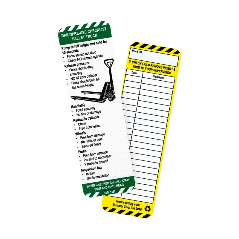Pallet Truck Inspection Tag Inserts – 10-Pack 1