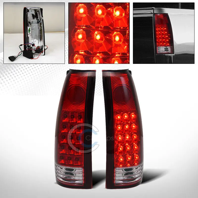 Red And Clear Led Tail Light Assembly For 1988–2000 Chevrolet And Gmc C/K Series Trucks And Suvs 1