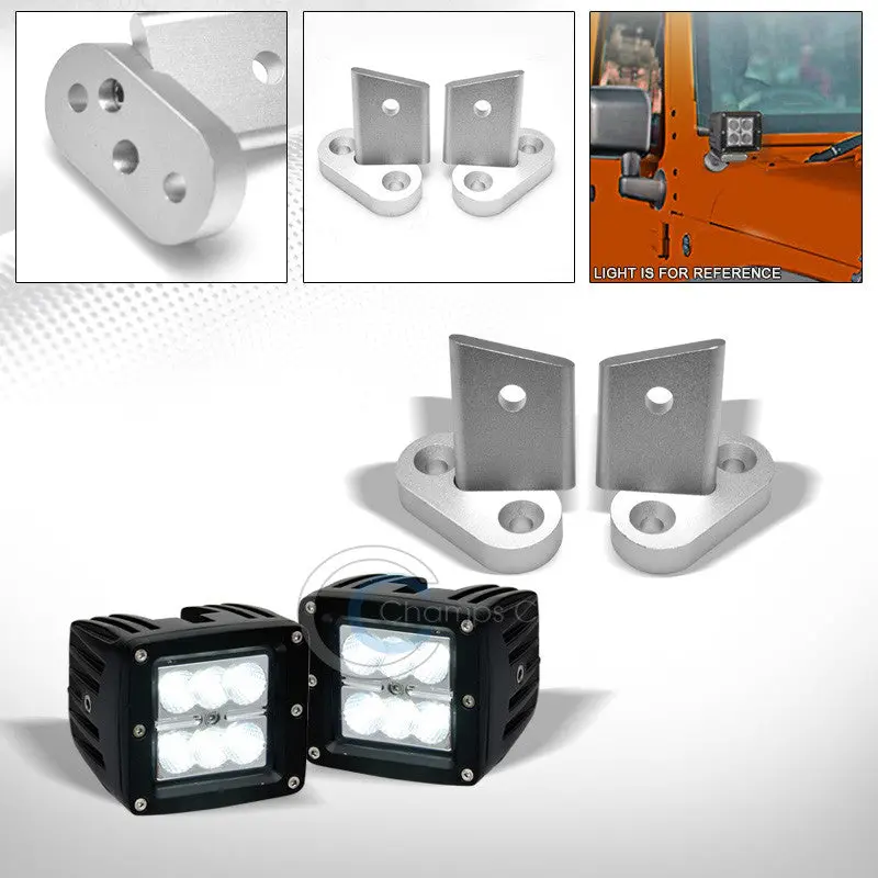 Silver A-Pillar Bracket Set With Dual 18W Cree 3.25" Led Lights For 2007–2016 Jeep Wrangler Jk 1