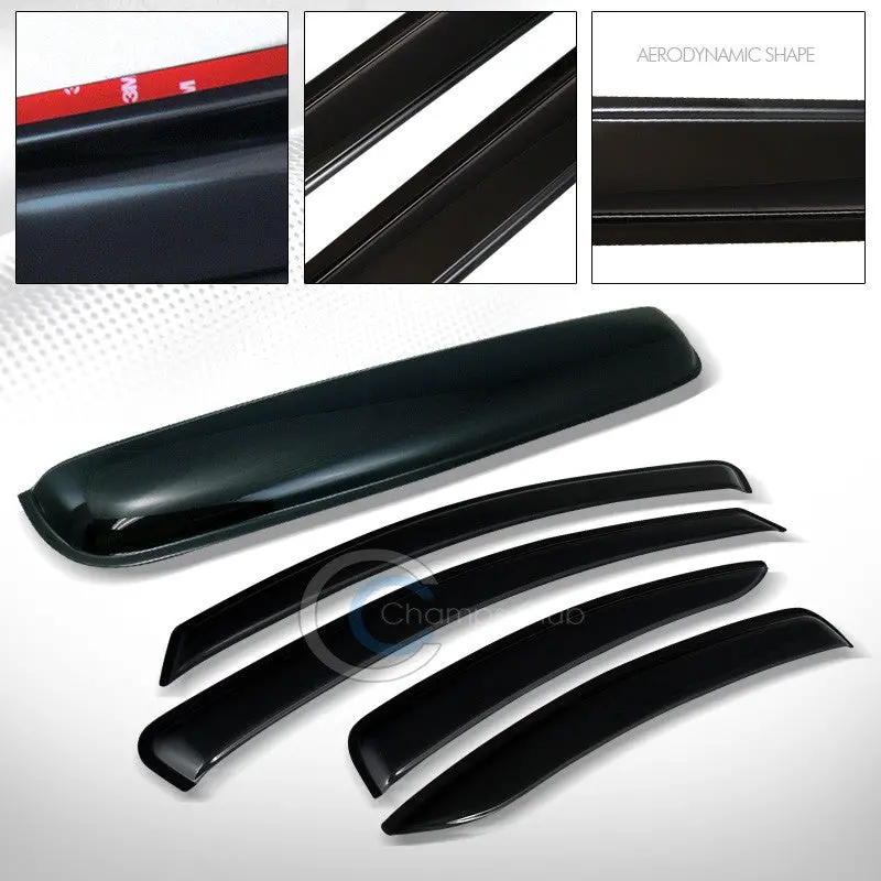 Smoke-Colored Ventilated Window Visors And Sunroof Guard (5-Piece Kit) For 2004–2012 Mitsubishi Galant 1