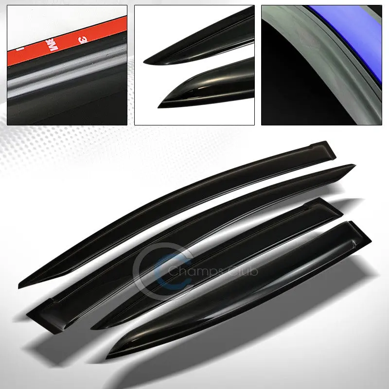 Smoke-Tinted 4-Piece Sun & Rain Visors For 2012–2015 Honda Civic (4-Door) – Vent Shade Deflectors 1
