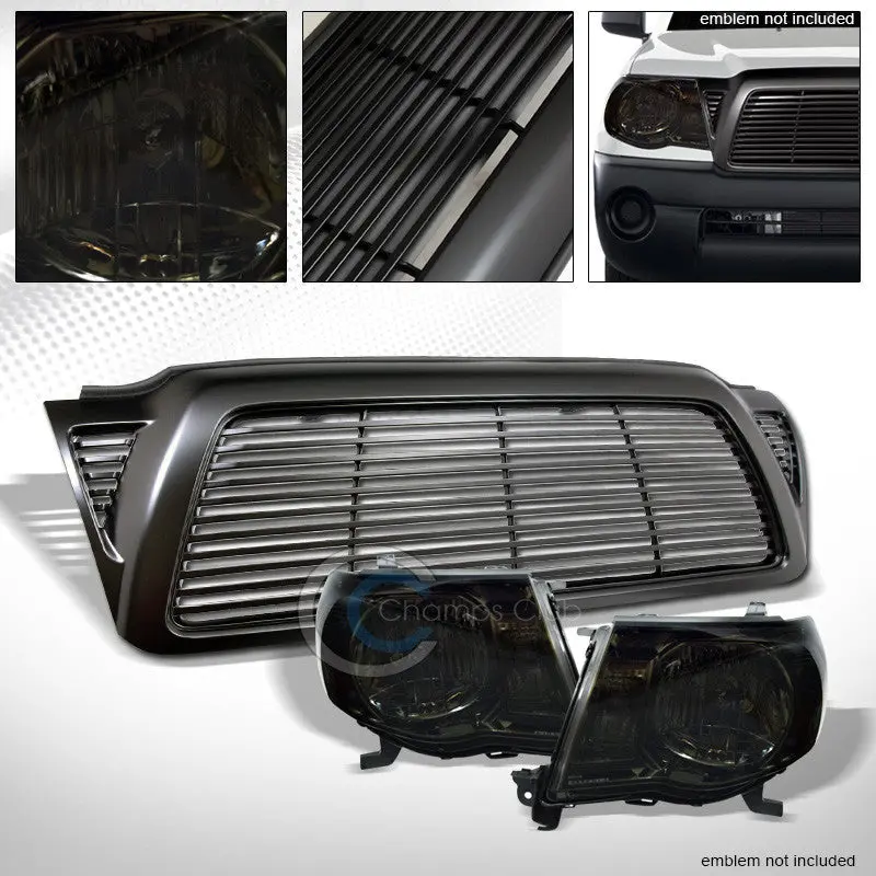 Smoke-Tinted Headlights With Amber Signal Lamps And Matte Horizontal Hood Grille – 2005–2011 Toyota Tacoma 1