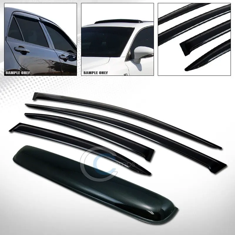 Smoked Vent Window Visors And Sunroof/Moonroof Protector For 2008–2016 Mitsubishi Lancer (5-Piece) 1