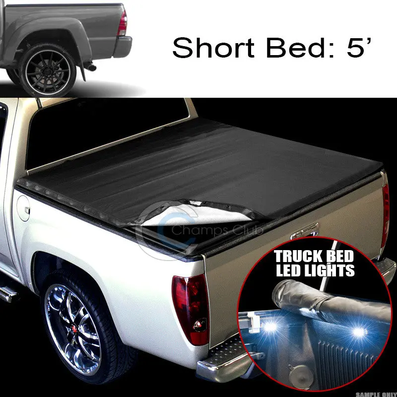 Snap-On Vinyl Tonneau Cover With 16 Integrated Led Lights For 2016–2017 Toyota Tacoma Short Bed (5 Feet) 1