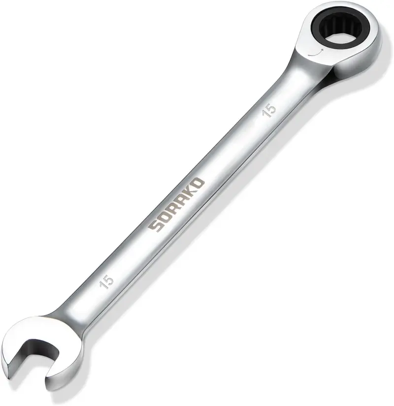Sorako 15Mm Ratcheting Combination Wrench – High-Strength Chrome Vanadium Steel Gear Spanner 1