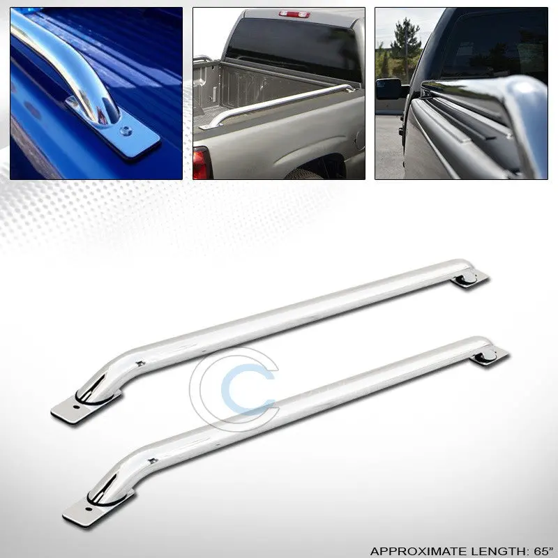 Stainless Steel Chrome Side Bars For 2007+ Chevrolet Silverado & Gmc Sierra 1500 With 5.8-Foot Bed 1