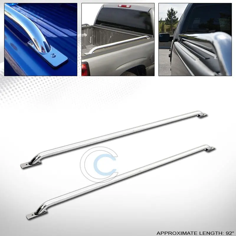 Stainless Steel Chrome Side Bars For 2007+ Chevrolet Silverado & Gmc Sierra Long Bed (8-Foot) Cab 1