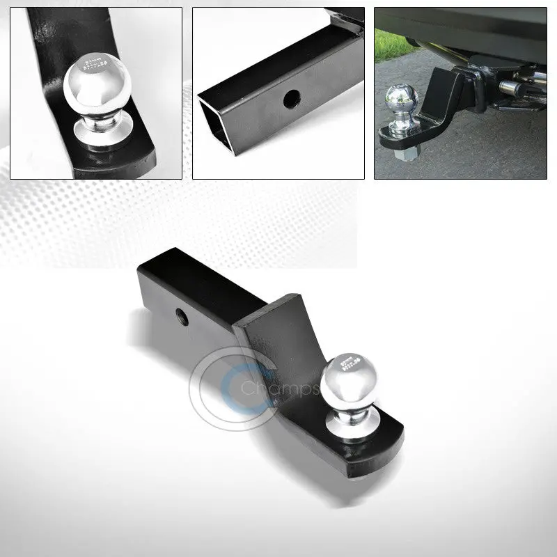 Universal Black 2-Inch Square Tube Ball Mount Trailer Hitch Kit With Pin And Clip For Trucks, Suvs, And Vans 1