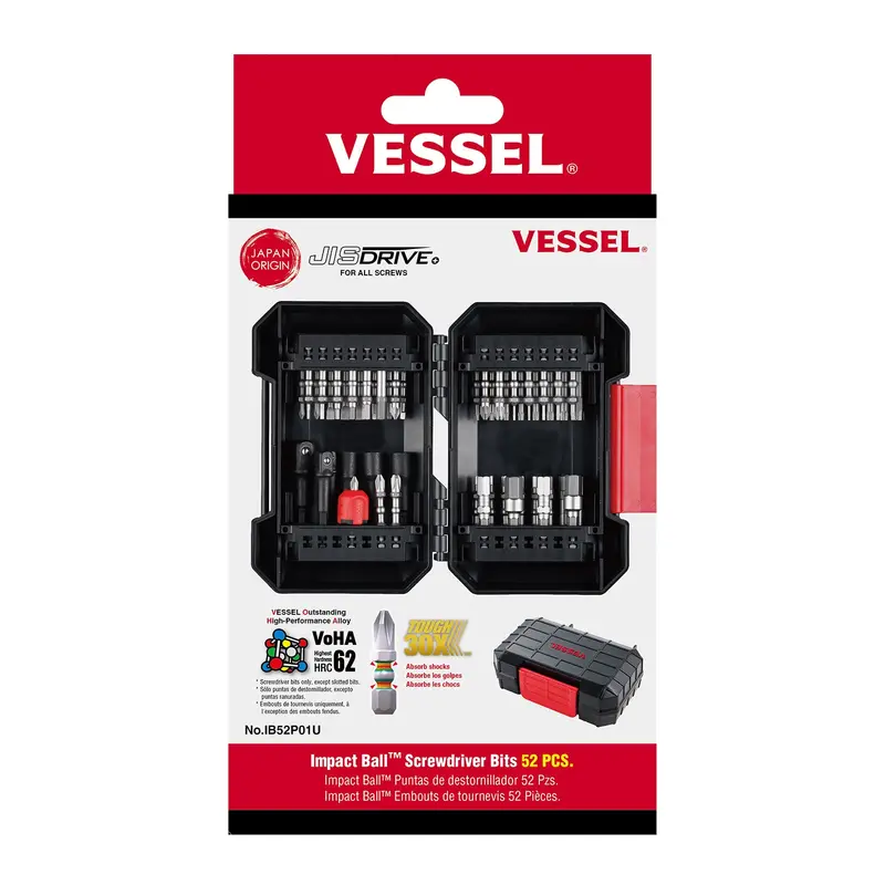Vessel Ib52P01U Impact Ball Hex Bit Set – 52-Piece, All-Torque Design 1