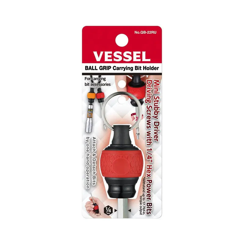Vessel Qb22Ru Red Ball Grip Portable Bit Holder For Ratchet Screwdrivers 1