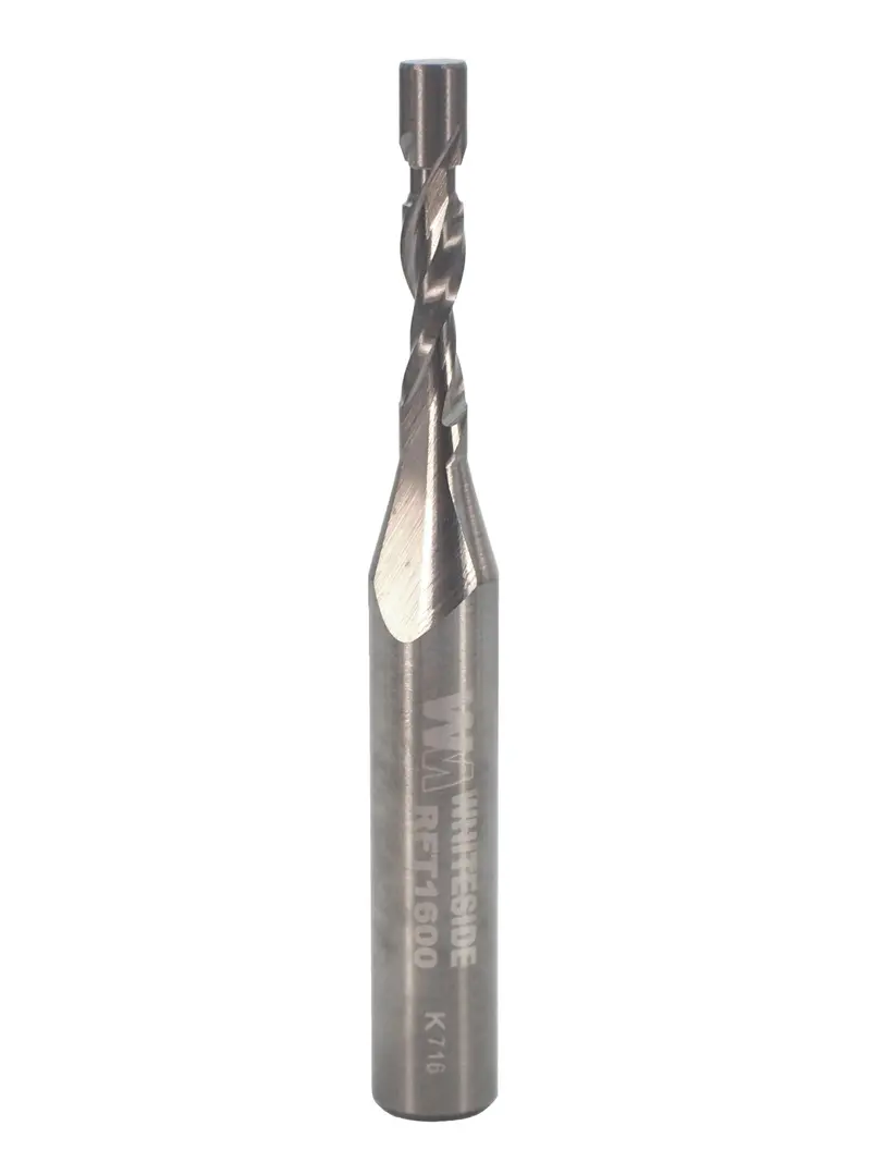 Whiteside Rft1600 Up-Cut Spiral Flush-Trim Router Bit — 1/8" Cut Dia, 3/8" Cut Length, 1/4" Shank With Brass Bushing 1