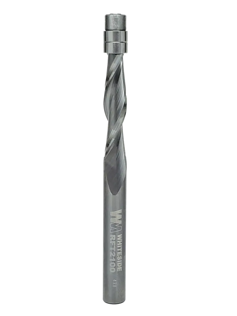 Whiteside Rft2100 Up-Cut Spiral Flush Trim Router Bit – 1/4" Collet, 1" Cutting Length, 2-Bearing Design 1