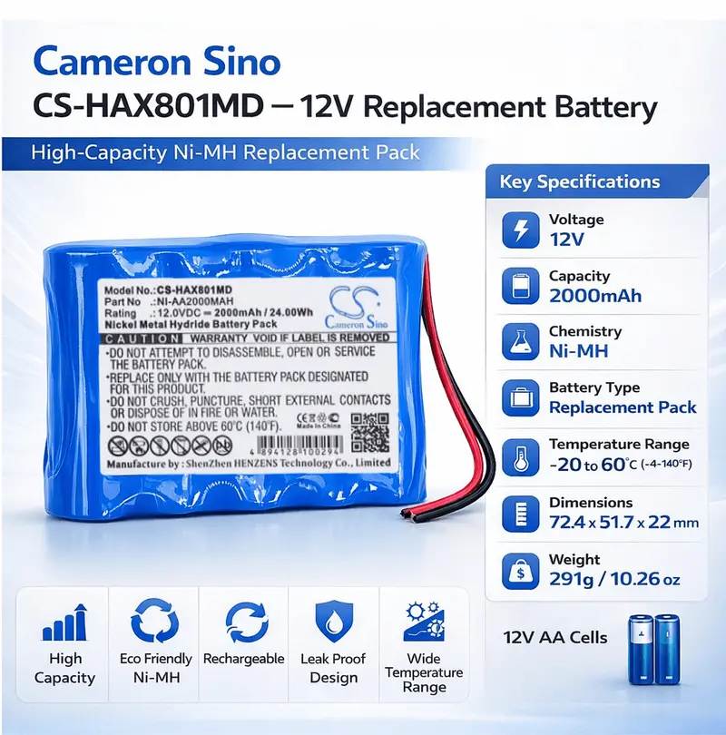 12V Aa-Style Nimh Rechargeable Battery Pack – 2000Mah With Lead Wires 1