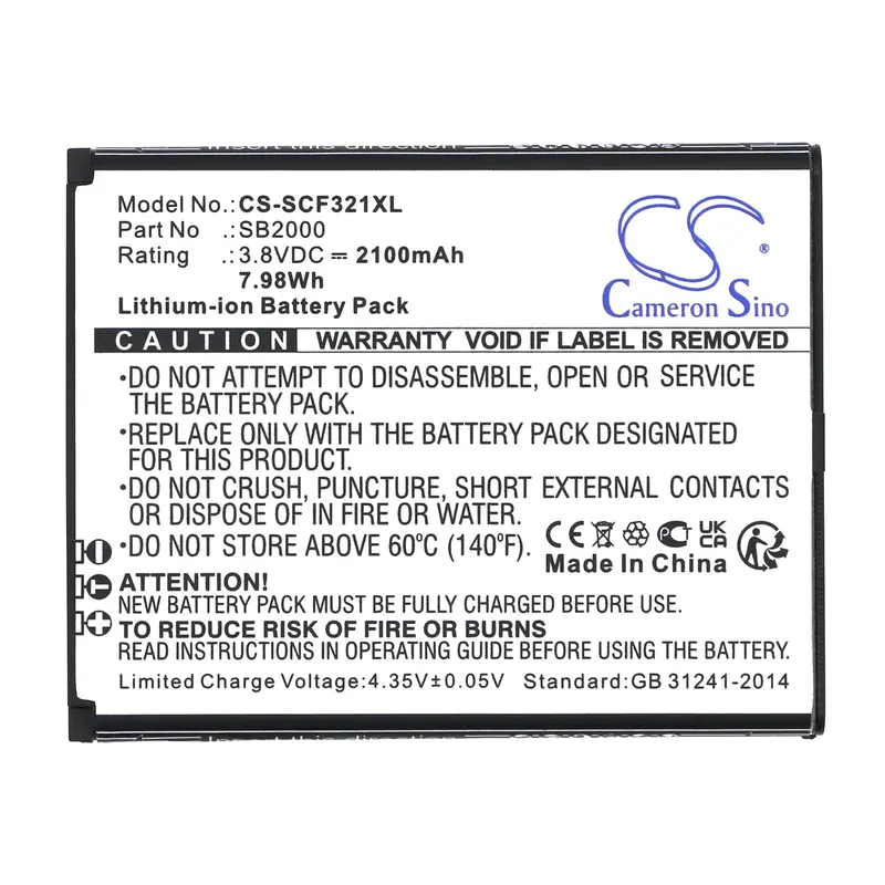 Schok Sb2000 Flip Phone Battery – 3.8V Li-Ion, 2100Mah, 7.98Wh (Sc3218B/Sc3218T) 1
