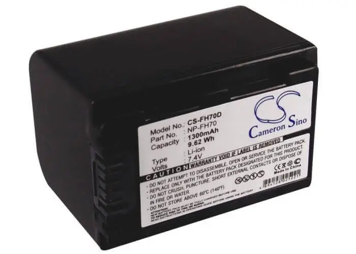 Sony Camera Battery Replacement: 7.4V Li-Ion, 1300Mah, 9.62Wh (Np-Fh70, Cr-Hc51E, Dcr-30) 1